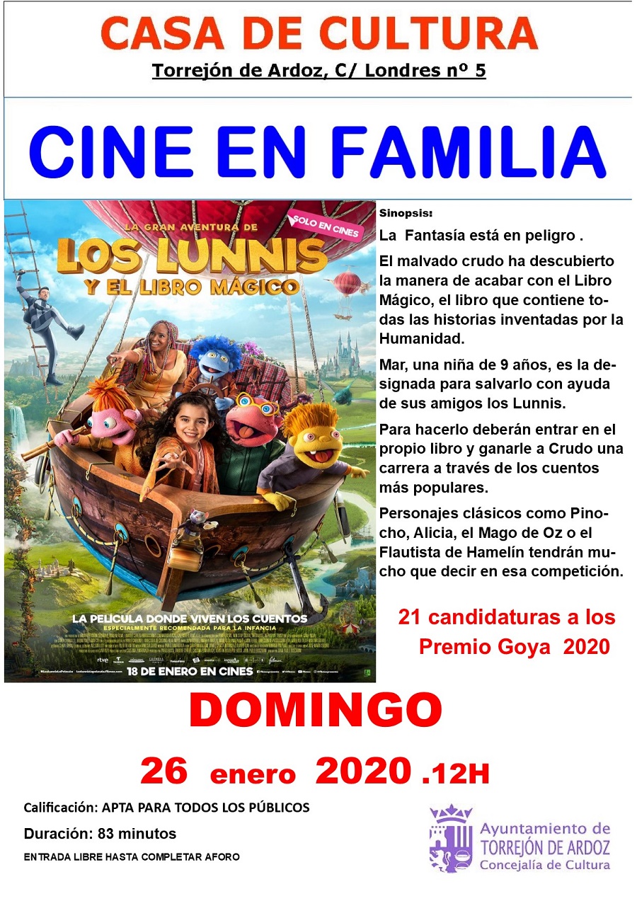Cine en familia 26 de enero