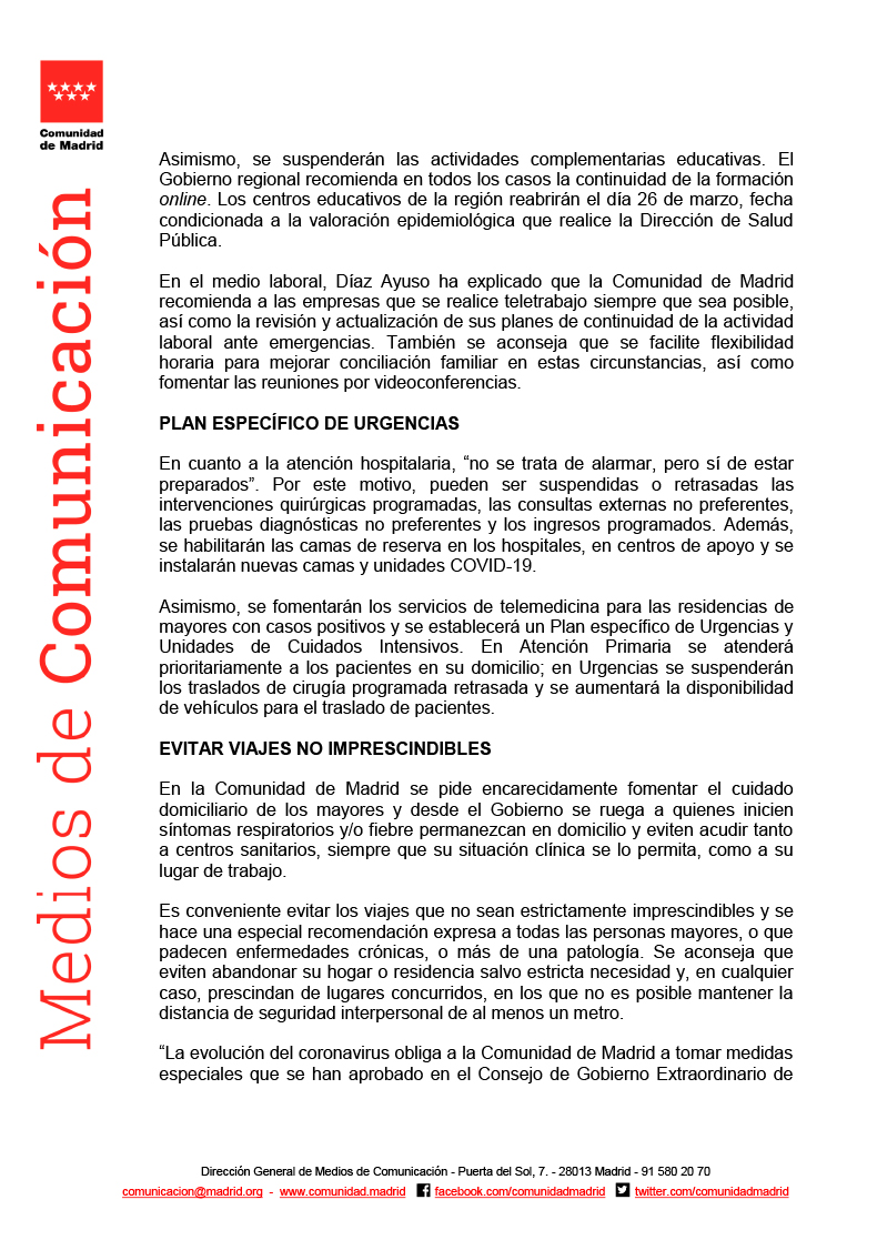 Comunicado cierre colegios 2