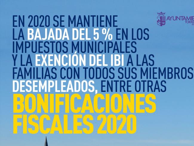 En 2020 continuará la bajada del 5% en los impuestos municipales, a través de su domiciliación bancaria 